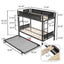 Metal double bed with casters/sturdy frame/no noise/comfortable guardrail/2 side ladders/no need for spring box - Korvel