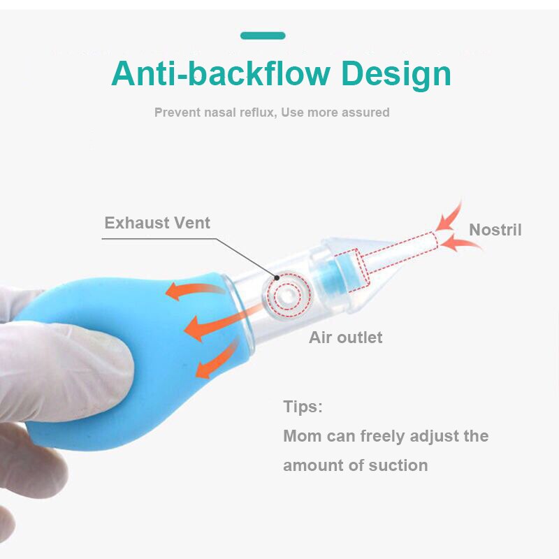 Infant silicone nasal aspirator pump type neonatal cold nasal mucus cleaner antibackflow baby nasal aspirator safe and non-toxic - Korvel