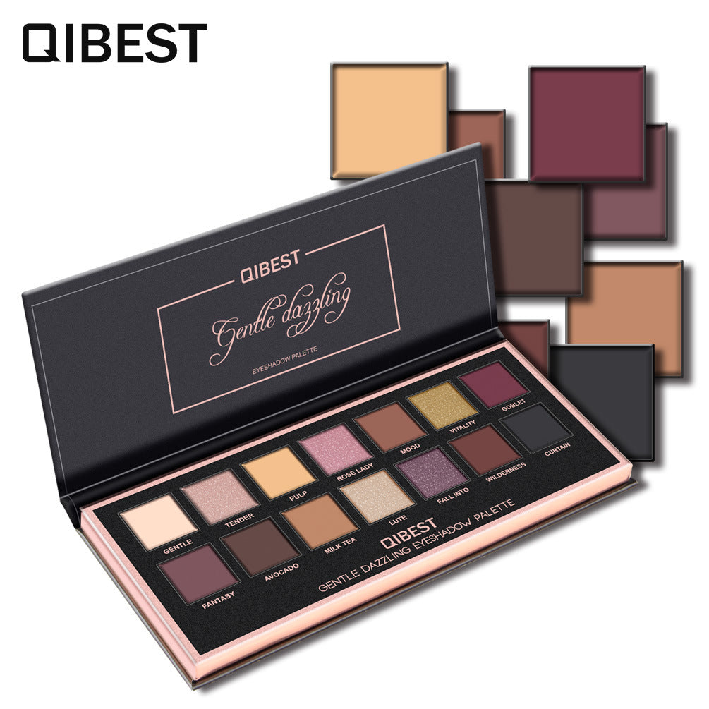 Paleta de Sombras Mate Perlescentes QIBEST de 14 Colores