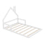 Full Size Wood Floor Bed with House-shaped Headboard  White - Korvel