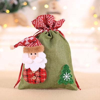 Christmas decoration gift bag, children's linen bundle mouth apple bag, candy biscuit bag, Christmas gift bag - Korvel