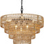 6-Light Dining Room Light Fixture, Wicker Pendant Lighting with 4-Tier Woven Lampshade, Large Farmhouse Chandeliers (20") - Korvel