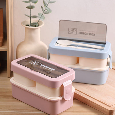 Stylish and simple microwaveable double-layered lunch box for storing lunch boxes - Korvel