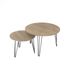 27.56'' Round Nesting Coffee Table Set of 2, Circular Nesting End Table Set  Sturdy Metal Base for Living Room, bedroom, Brown - Korvel
