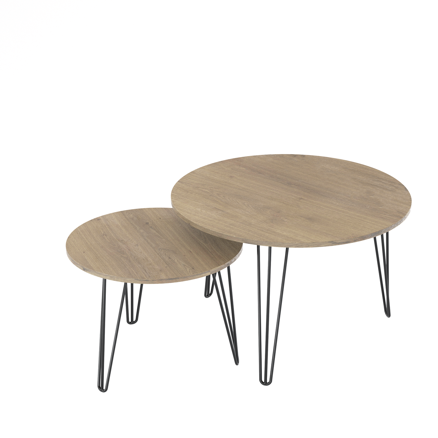 27.56'' Round Nesting Coffee Table Set of 2, Circular Nesting End Table Set  Sturdy Metal Base for Living Room, bedroom, Brown - Korvel