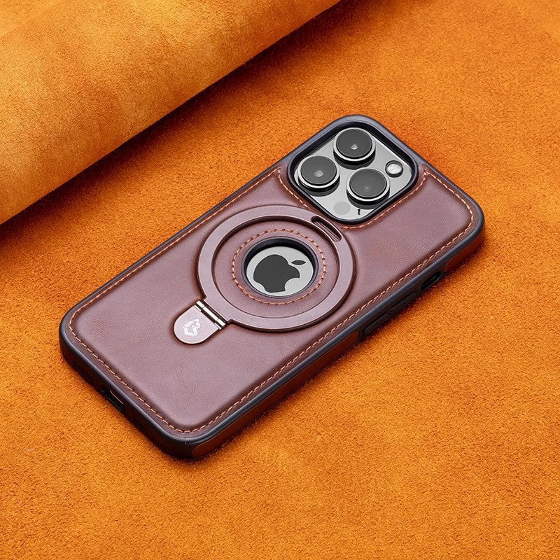 Suitable for Apple 16Promax phone case leather magnetic bracket iPhone 15 anti drop protective case - Korvel