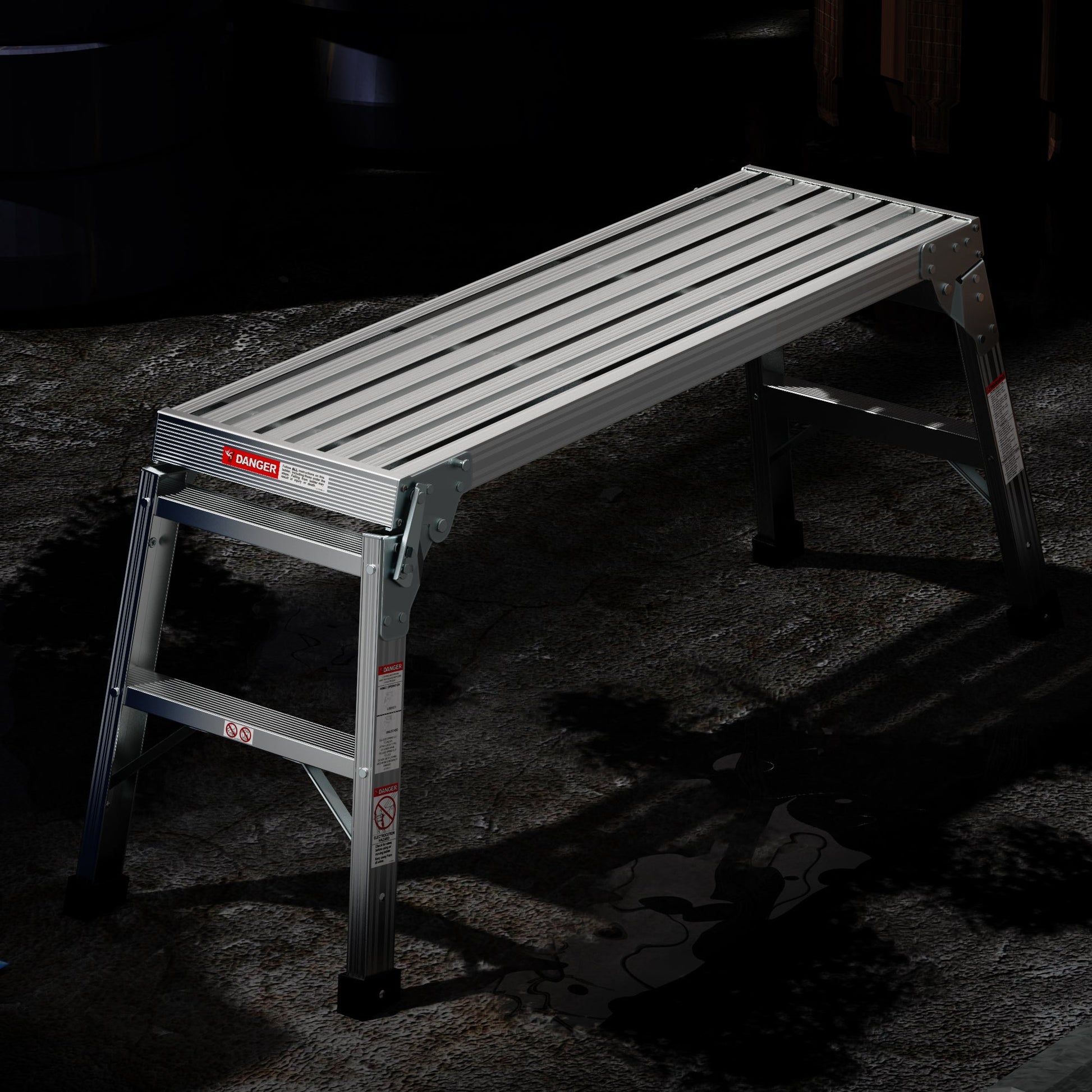Work Platform Aluminum Portable Bench Folding Ladder ANSI Capacity 225 LBS 40" - Korvel