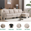 Sofá Seccional Convertible en Forma de L con Almacenamiento - Beige
