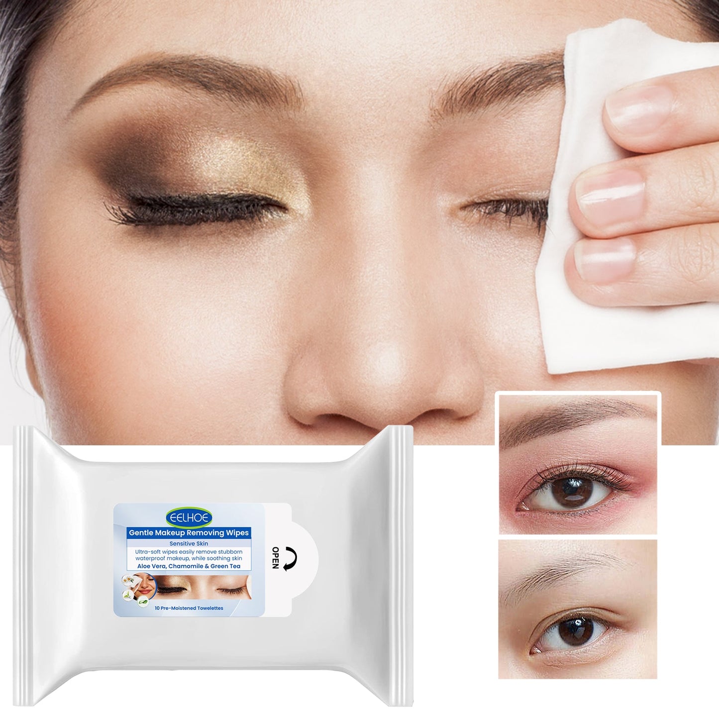 Gentle Makeup Remover Wipes Deep Cleanse Face Eye And Lip Makeup Gentle Refreshing Non-Irritating Makeup Remover Wipes - Korvel