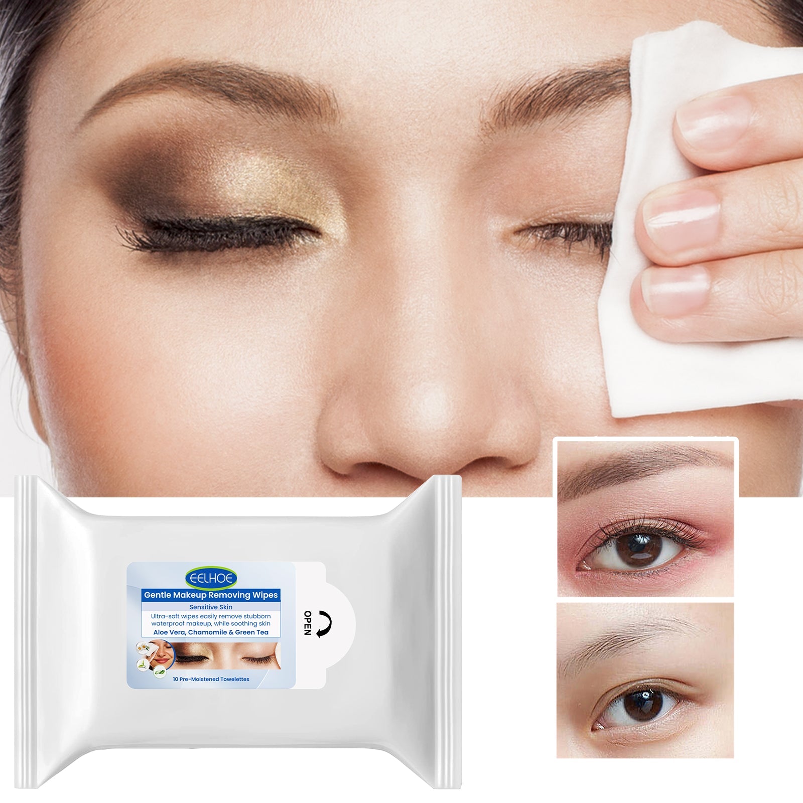 Gentle Makeup Remover Wipes Deep Cleanse Face Eye And Lip Makeup Gentle Refreshing Non-Irritating Makeup Remover Wipes - Korvel