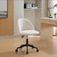 Velvet fabric office chair, mid back adjustable rotating computer chair, black legs, cushioned office chair with wheels ，White - Korvel