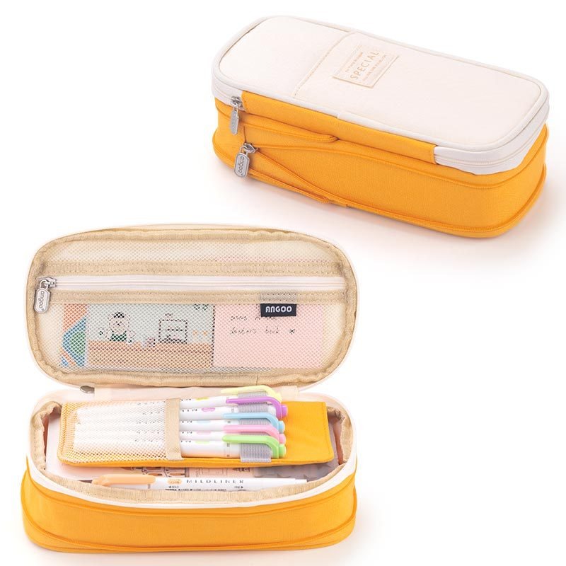 Macaron color block can transform into a large capacity upgraded pencil case stationery - Korvel