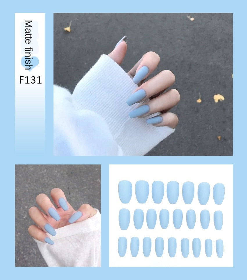 Premium Stiletto Press-On Nails with Glue - 24 Pieces
