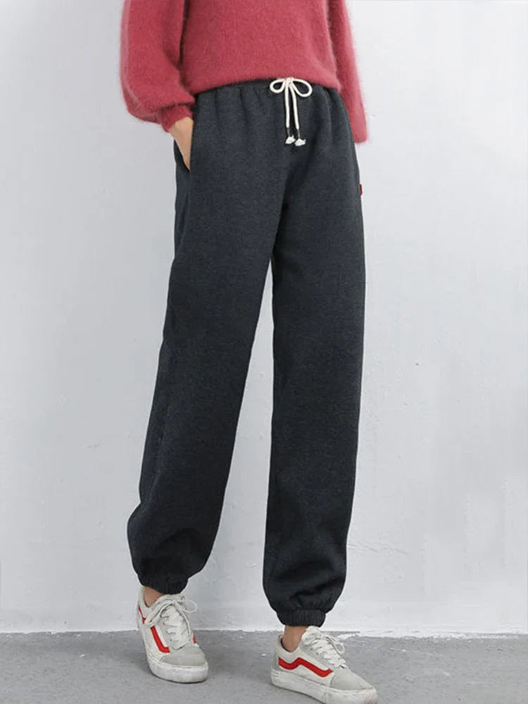 Pantalones de chándal harem lujosos y cómodos con cordón