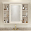 35'' x 28'' Blue Wall Mounted Bathroom Storage Cabinet with Mirror Door, Modern Bathroom Wall Cabinet with Mirror - Korvel