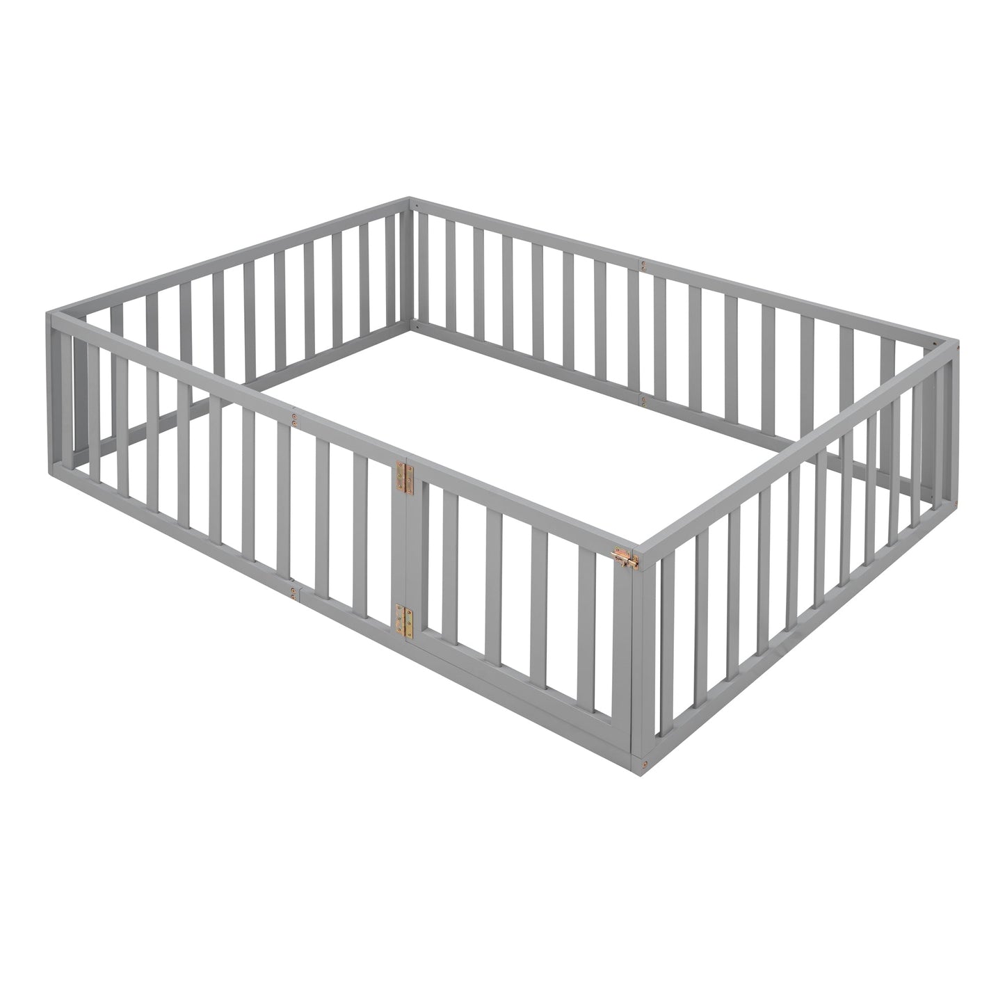 Full Size Gray Wood Daybed Frame with Fence