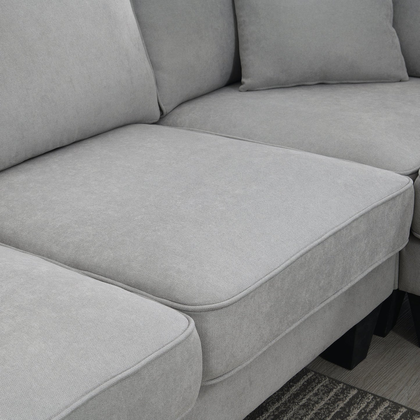 [VIDEO provided] [New] 108*85.5" Modern U Shape Sectional Sofa 7 Seat Fabric Sectional Sofa Set - Korvel