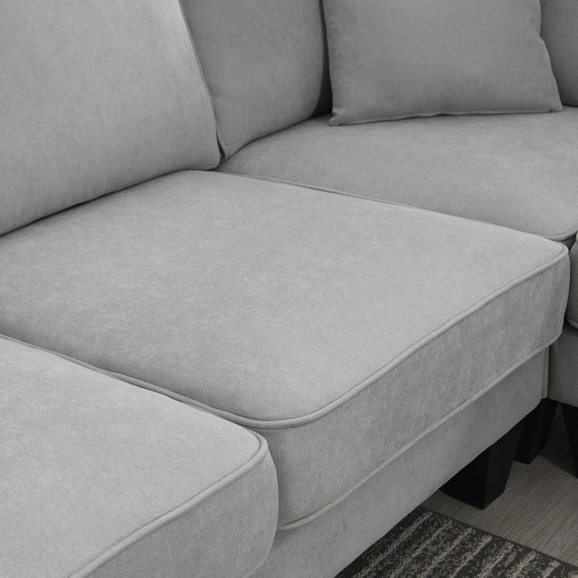 [VIDEO provided] [New] 108*85.5" Modern U Shape Sectional Sofa 7 Seat Fabric Sectional Sofa Set - Korvel
