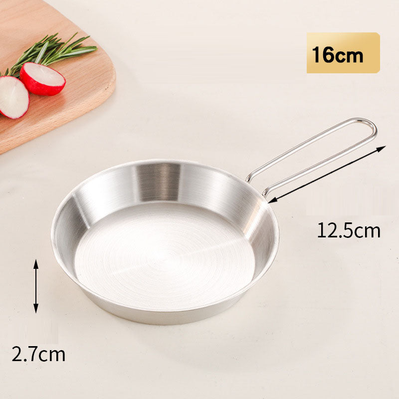 stainless steel folding handle frying pan outdoor flat bottomed frying pan mini frying pan portable frying pan camping equipment - Korvel