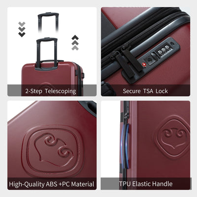 Expandable 3-Piece Luggage Set with Spinner Wheels - Red