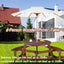 6-person circular picnic table with 3 built-in benches, umbrella holes, outdoor tables and chairs brown bench set - Korvel