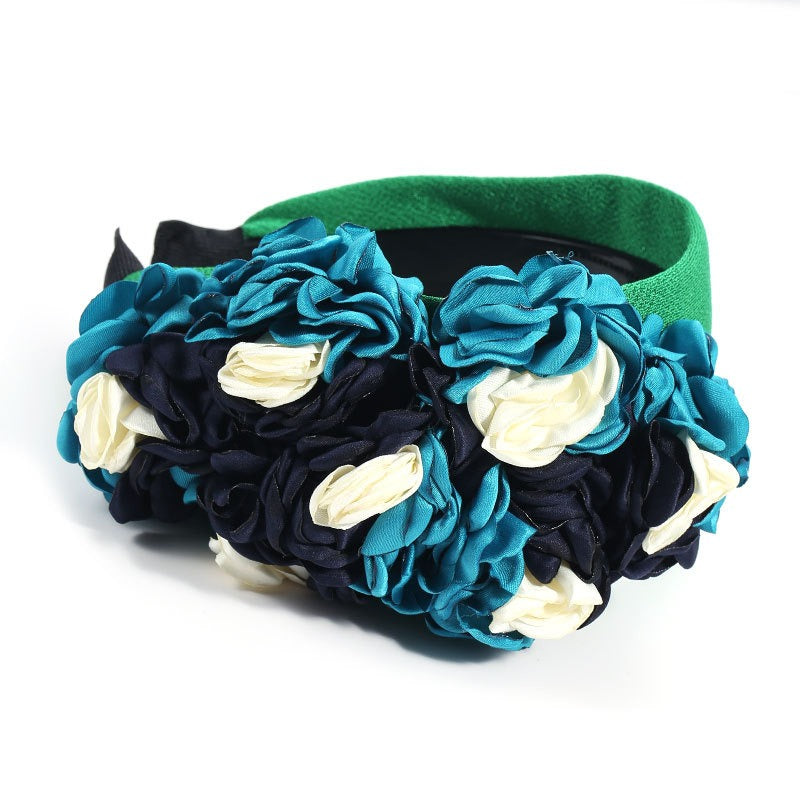 Fashionable design side three-dimensional flower handmade fabric headband headband - Korvel