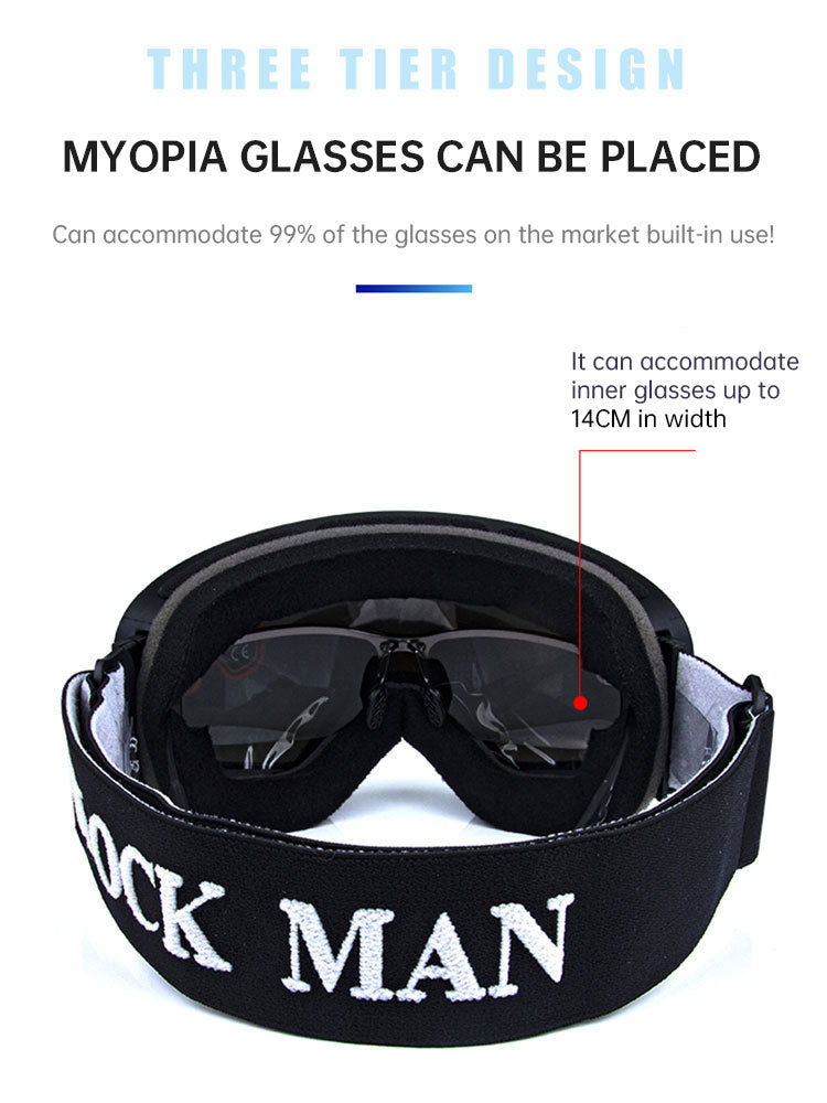 Cover Ski Glasses Winter Outdoor Sports Goggles Double Layer Anti Fog Single Double Plate Snow Goggles - Korvel