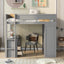 Wood Full Size Loft Bed with Wardrobes and 2-Drawer Desk with Cabinet  Gray - Korvel