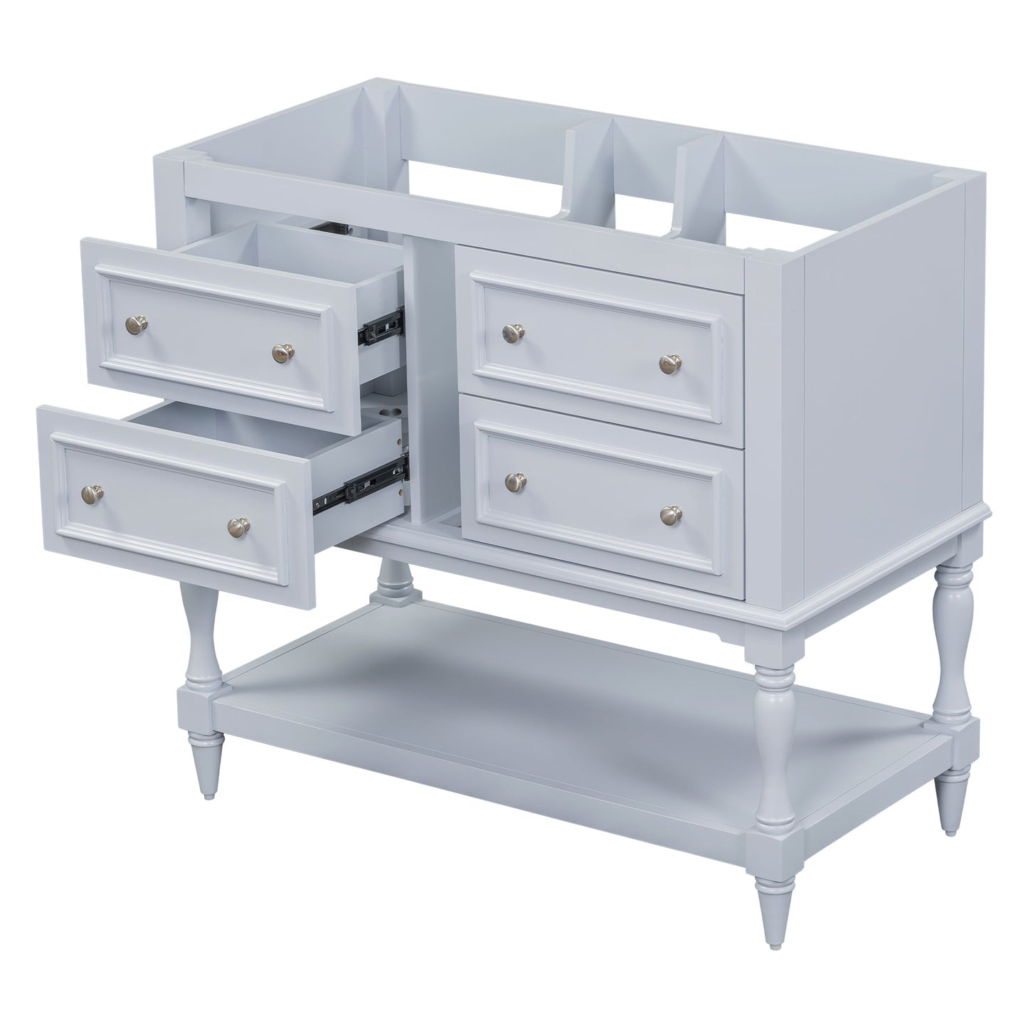 Meuble de salle de bain bleu de 36" avec 4 tiroirs