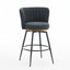 A set of 2 gray rotating bar stools - high backrest, adjustable, with elegant metal backrest decoration - Korvel