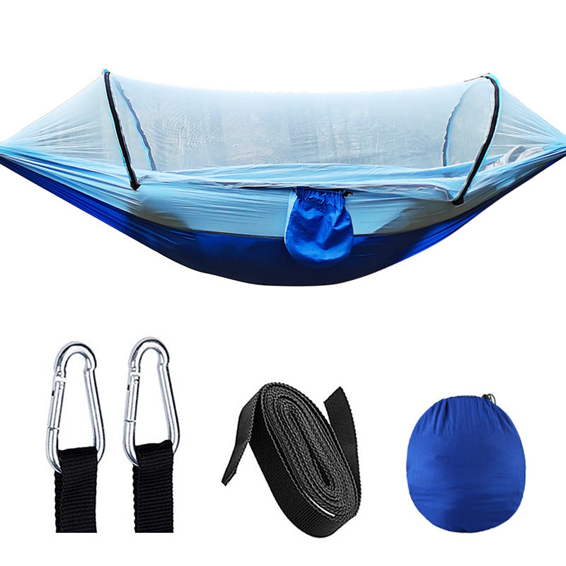 Automatic Quick Opening Mosquito Net Hammock Outdoor Camping Pole Mosquito Net Hammock Anti Roll Nylon Hammock - Korvel