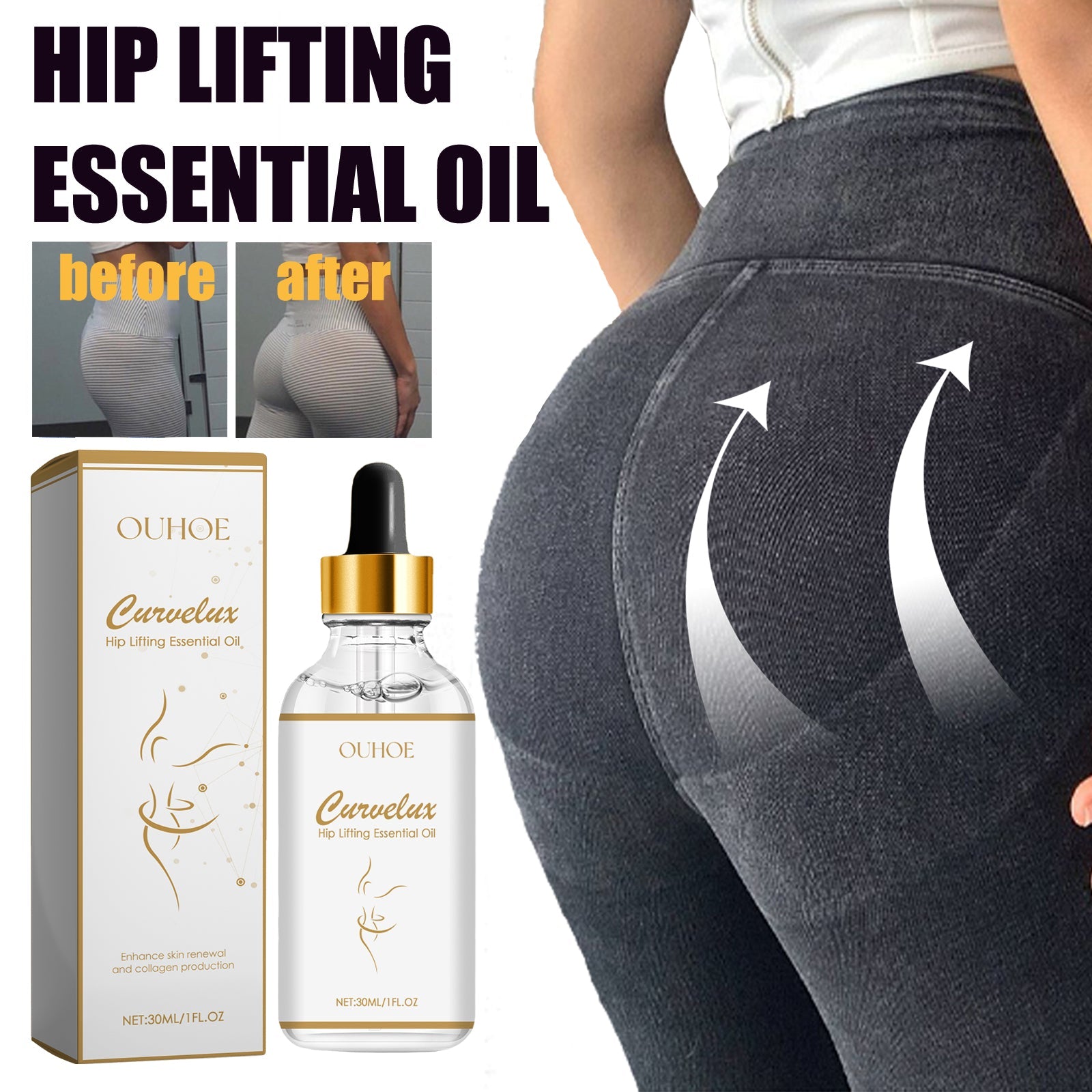 Hip Lifting Essential Oil, Carry Buttock Ass Show Buttocks Lift Hips Line Plastic Beautiful Buttock Essence - Korvel