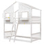 Twin over Twin House Bunk Bed with Roof , Window, Window Box, Door , with Safety Guardrails and Ladder,White - Korvel