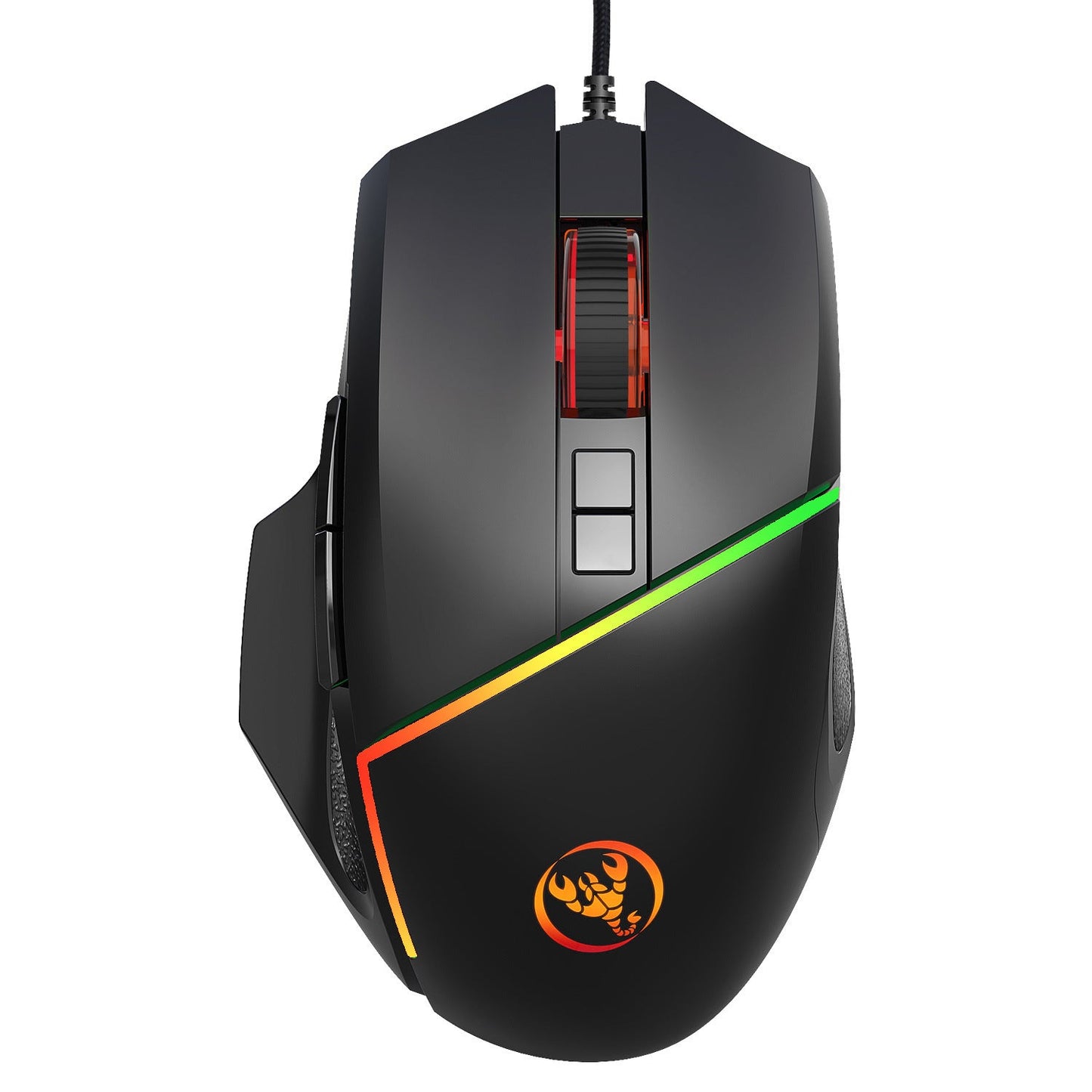 A876 wired mouse with colorful synchronized lighting, 6400dpi adjustable lighting, can turn off gaming mouse - Korvel