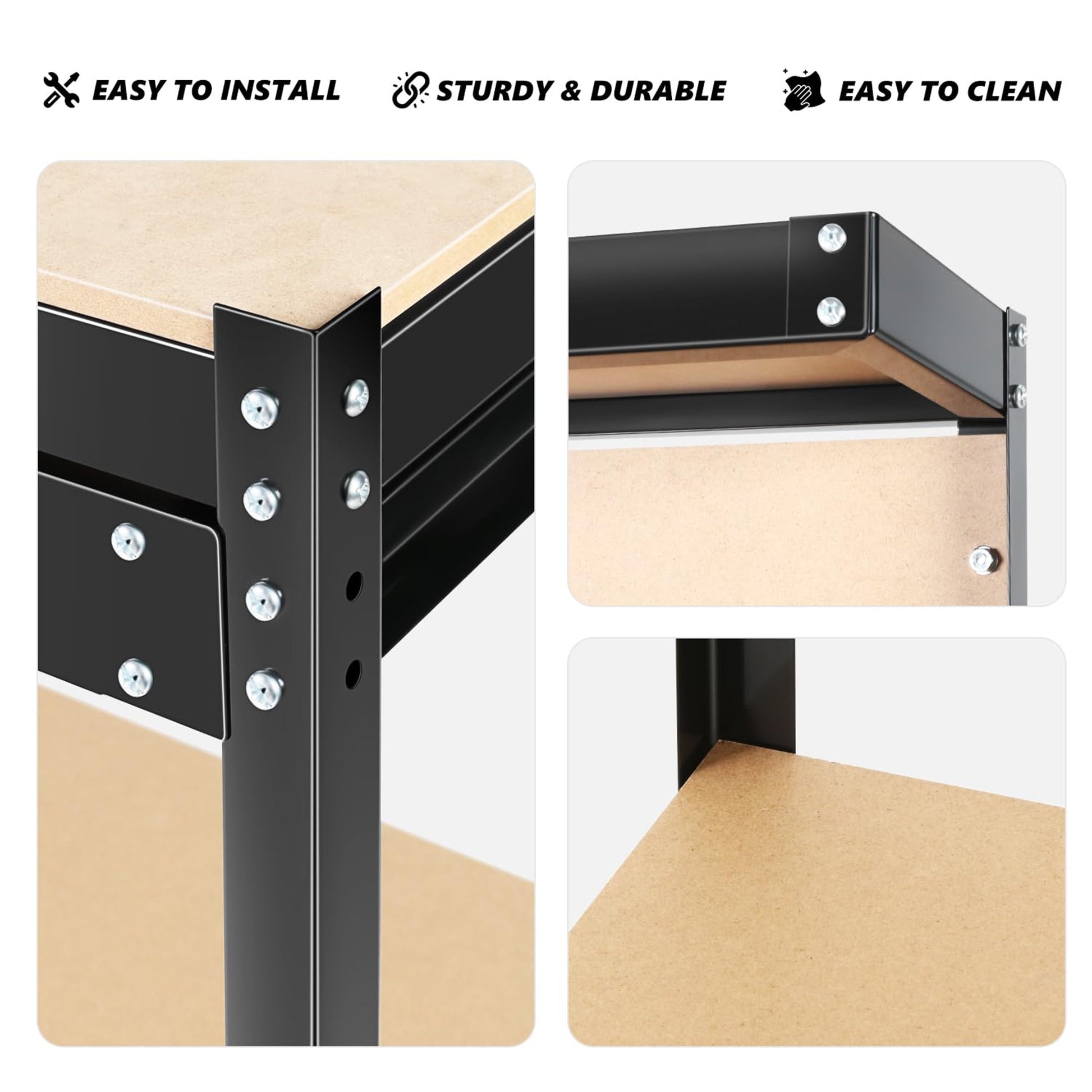 63" Tools Cabinet Working Tables Workbench Tool Storage Workshop Table with Drawers and Pegboard - Korvel