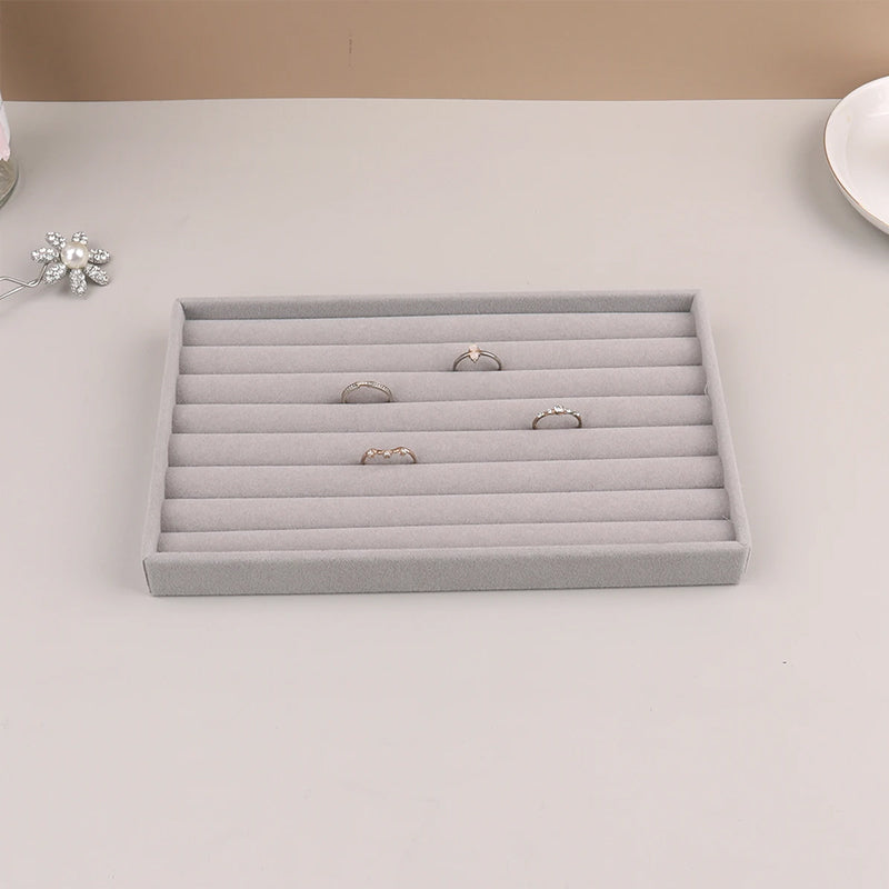 Organisateur de Bijoux Empilable en Velours pour Bagues, Boucles d'Oreilles et Colliers