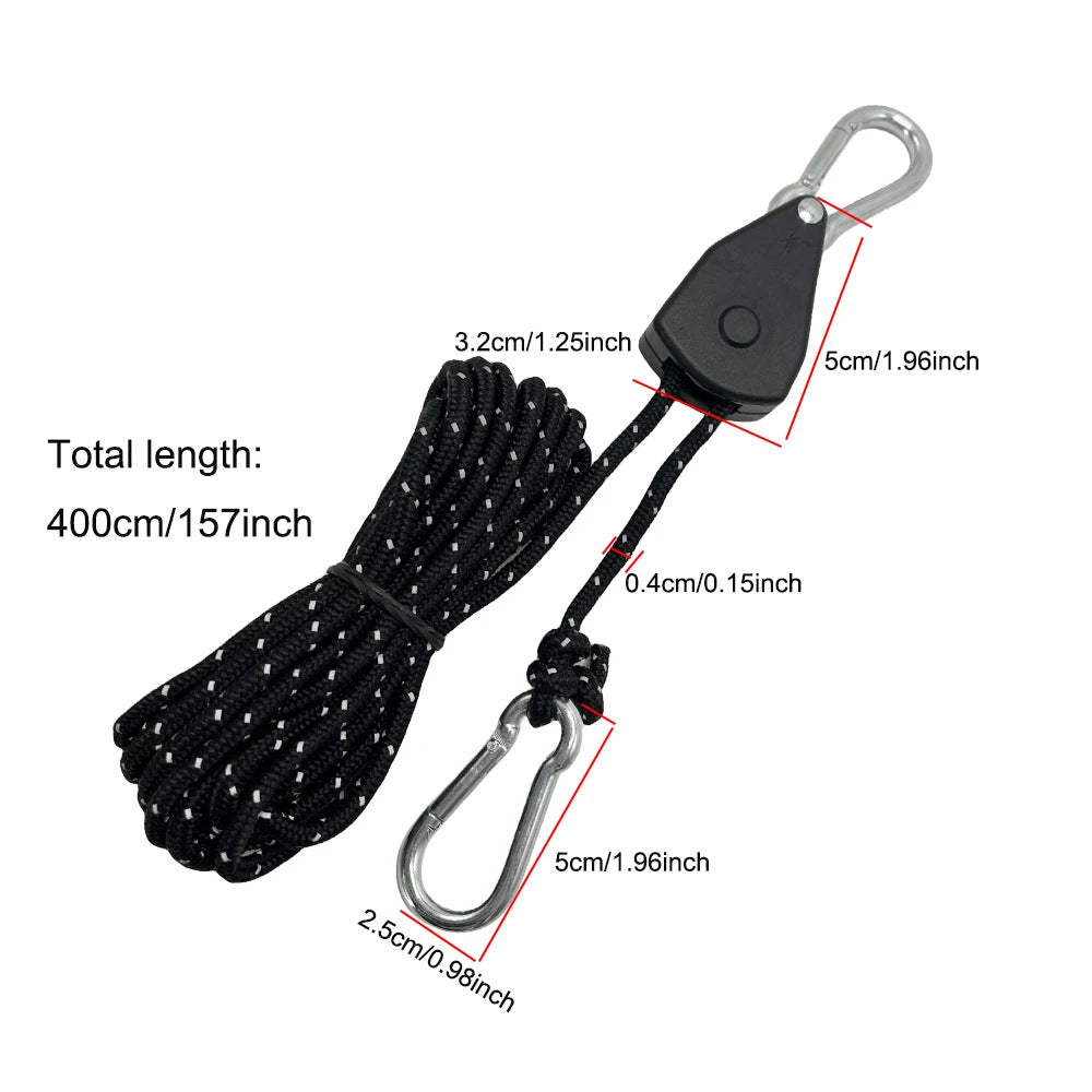 Outdoor camping canopy wind rope tent rope pulley adjuster windproof rope light fixture buckle hanging rope adjustable lifting - Korvel