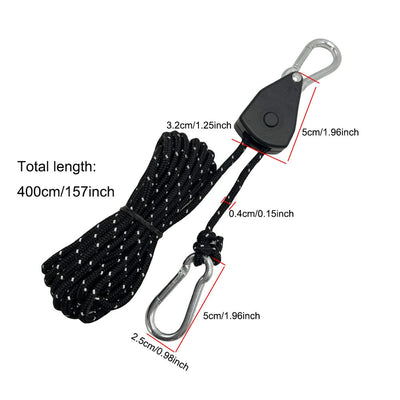 Outdoor camping canopy wind rope tent rope pulley adjuster windproof rope light fixture buckle hanging rope adjustable lifting - Korvel