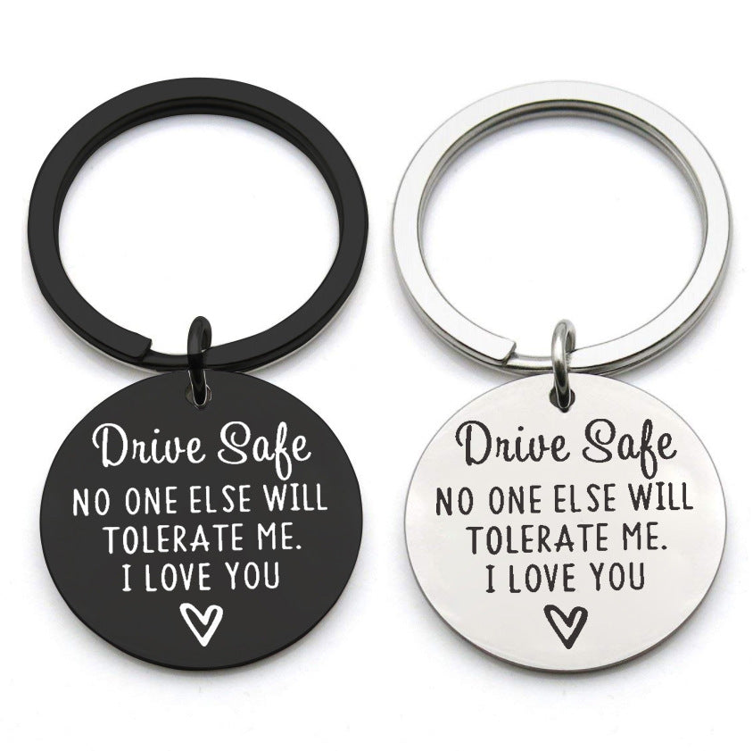 Driving safety stainless steel keychain Couple boyfriend girlfriend gift - Korvel