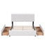 Upholstered Platform Bed with Classic Headboard and 4 Drawers No Box Spring Needed Linen Fabric Queen Size White - Korvel