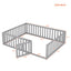 Queen Size Wood Floor Bed Frame with Fence and Door Gray(OLD SKU:WF289663AAE) - Korvel