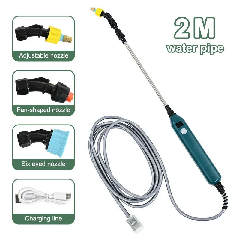 2400mAh Portable Electric Sprayer Wand. 3 nozzles, high - pressure, for garden plant watering. - Korvel