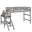 Premium Twin Loft Bed with Platform and Ladder in Grey