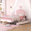 Twin Size Upholstered Princess Bed with Crown Headboard