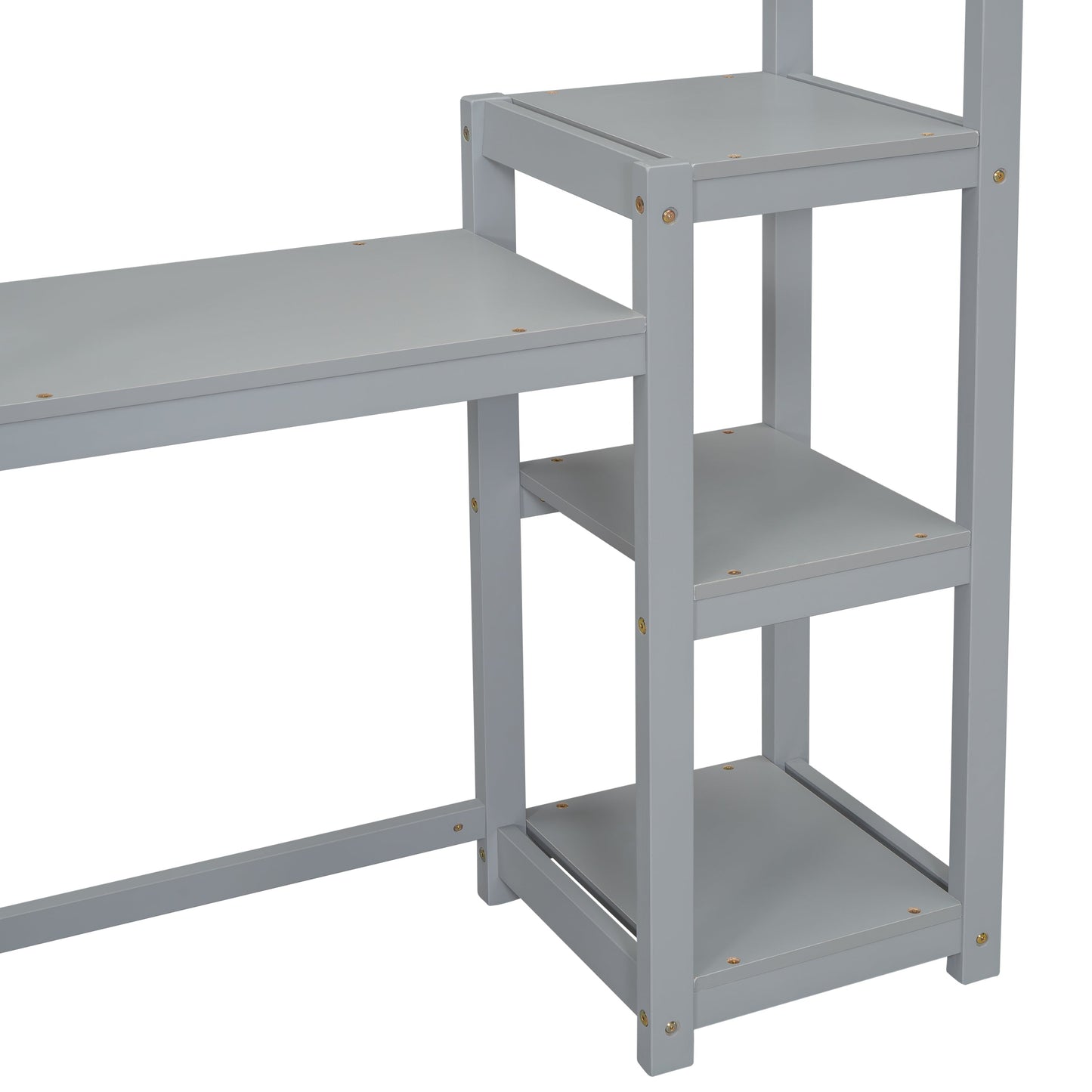 House-shaped Wooden writing Desk,Kids study Table,Bookshelf & Toy Storage,Grey - Korvel
