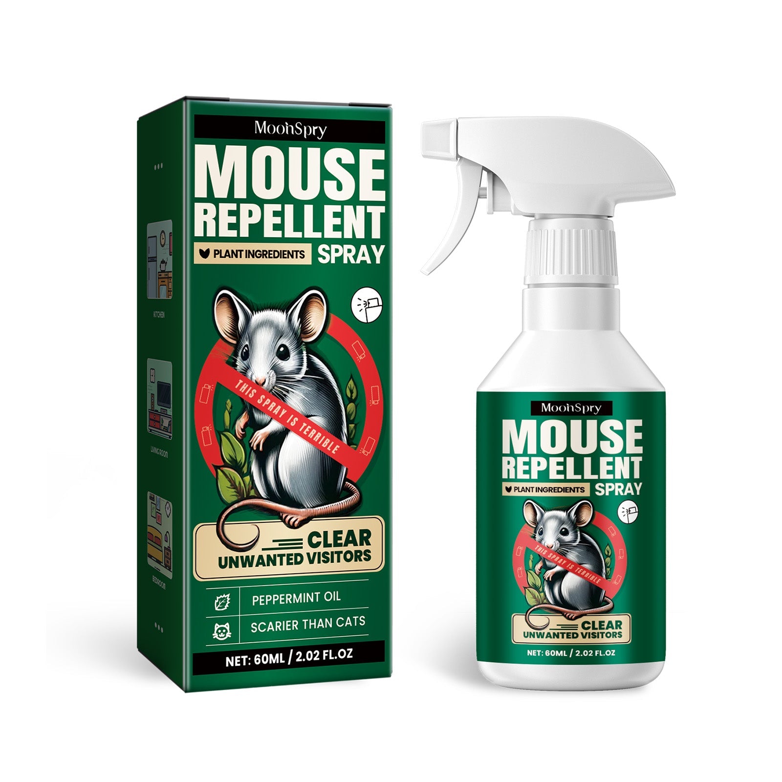 Mouse Repellent Spray, Household Gardening Rat-Repellent Rat-Repellent Solution Cockroach Repellent Mosquito Repellent Spray - Korvel