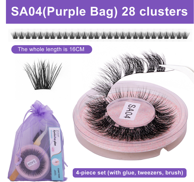 DIY false eyelashes set whole cut eyelashes European and American thick curling travel size eyelash combination - Korvel