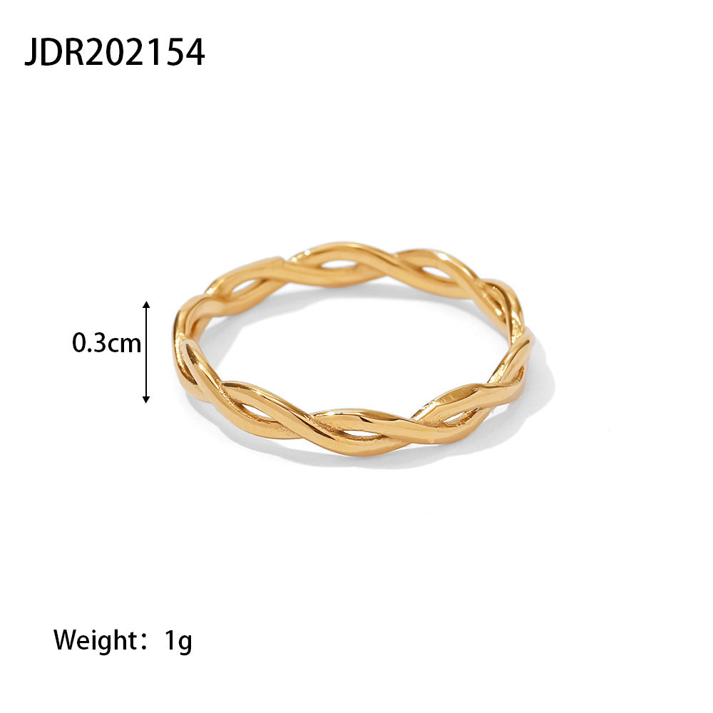 European and American Ring Twisted Linear Geometric Hollow Stacked Ring - Korvel