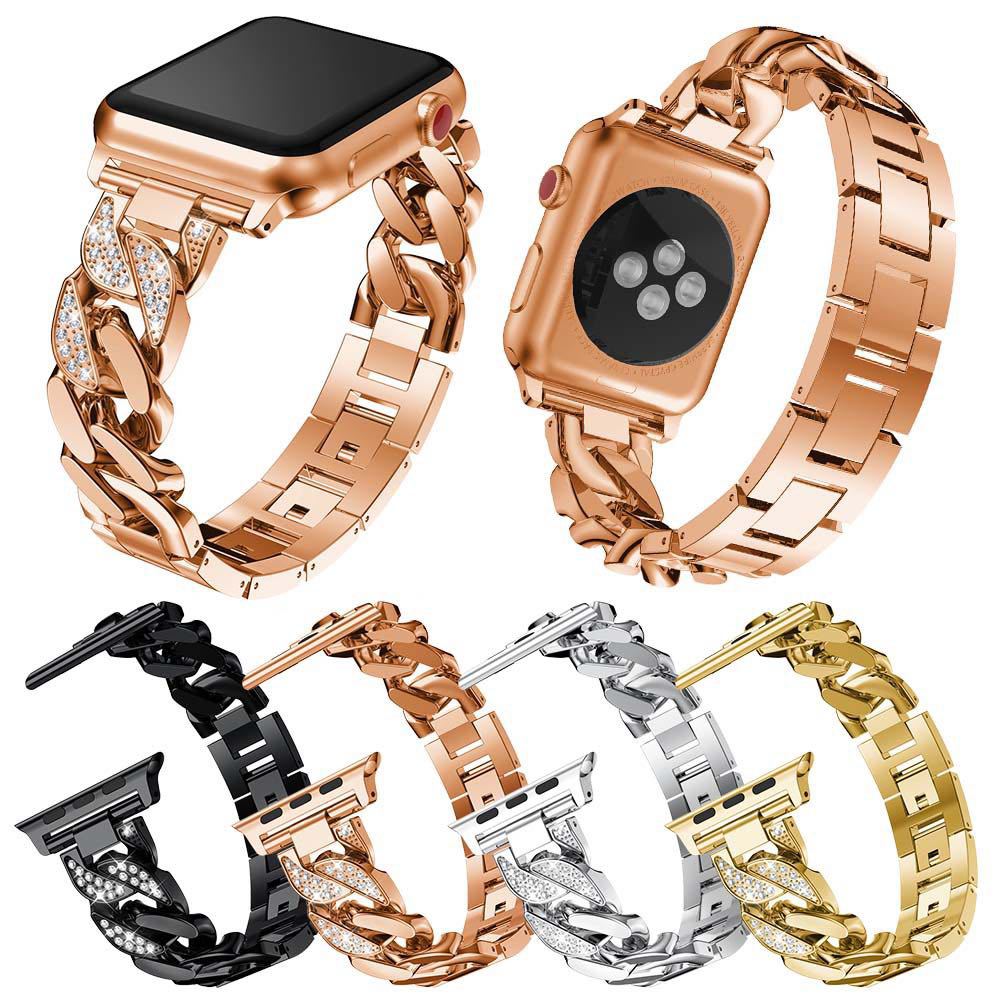 Suitable For Samsung Huawei 22mm Watch With Apple 7654321 Generation SE Single Row Diamond-Encrusted Denim Chain Alloy Wristband - Korvel