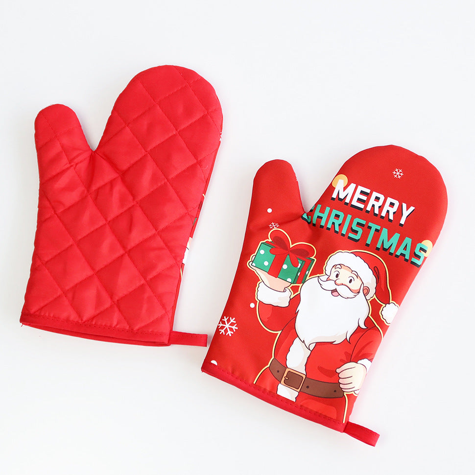 Christmas series insulated gloves, oven gloves, kitchen baking oven gloves, insulated and heat-resistant gloves - Korvel